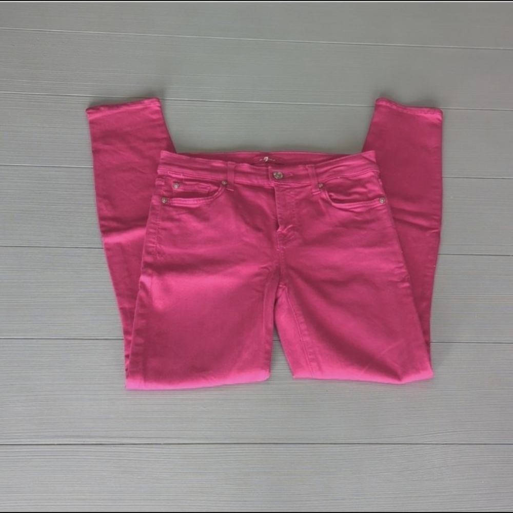 7 For All Mankind 7FAM Women's Skinny Hot Pink Jeans Size 26